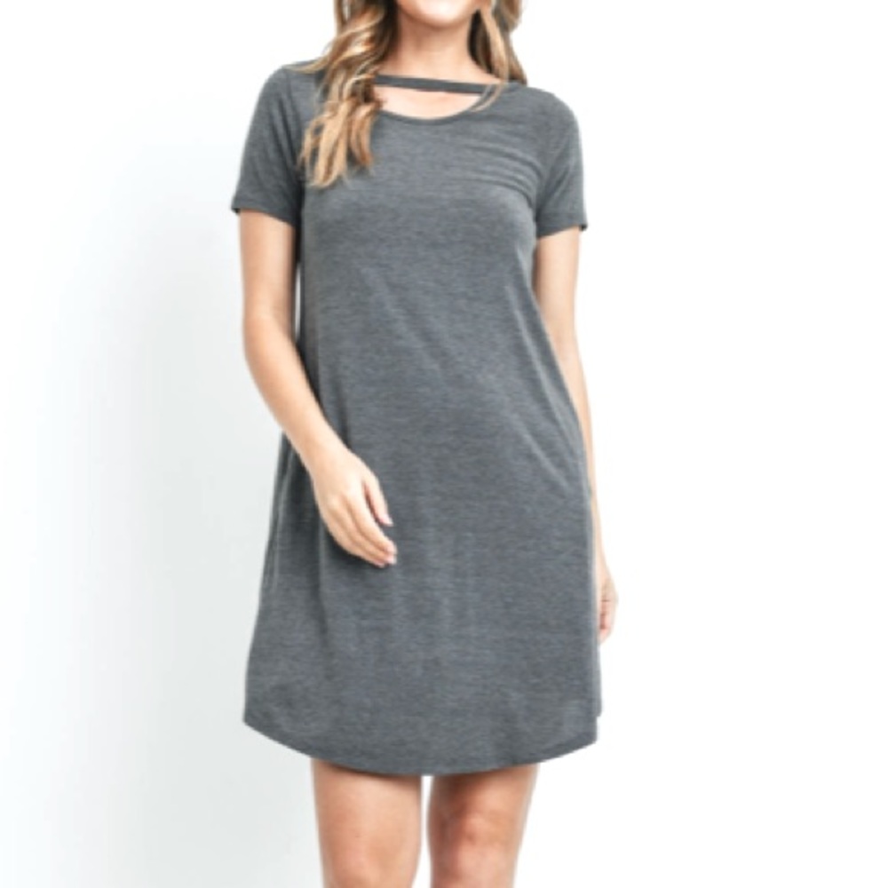 Grey Cutout Detail Shift Dress - Picture 13 of 14